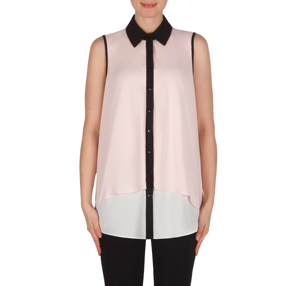 NWOT Sheer & Flowy Joseph Ribkoff Pink and Black Blouse Tunic, Size  8